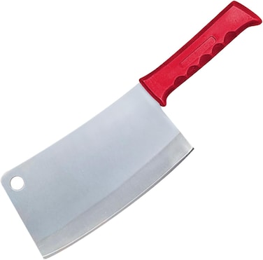 Master 8 Inch Stainless Steel Meat Cleaver (Red)   NSF Certified for Raw Meat Chopping