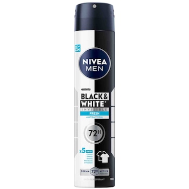 NIVEA MEN Antiperspirant Spray for Men Black and White Invisible Protection Fresh 200ml
