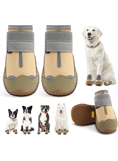 Azonee Dog Boots, Waterproof Dog Shoes for Large Dogs, Medium Dog Boots &amp; Paw Protectors for Hardwood Floors, Outdoor Dog Booties for Hot Pavement Winter Snow Hiking, with Reflective Strips, Size 6