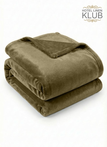 Linen Klub Single Micro Fleece Flannel Blanket 260 GSM Super Plush and Comfy Throw Blanket Size 150 x 200cm Olive