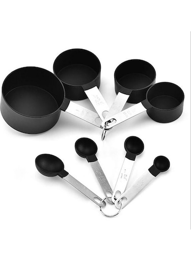 Plastic Measuring Cup And Measuring Spoon Black 10.2x2.4x0.1cm