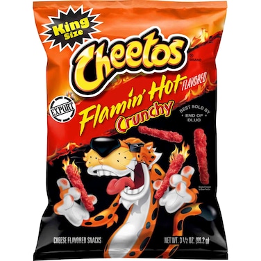 Cheetos Flamin' Hot Flavoured Crunchy Chips, 99.2g