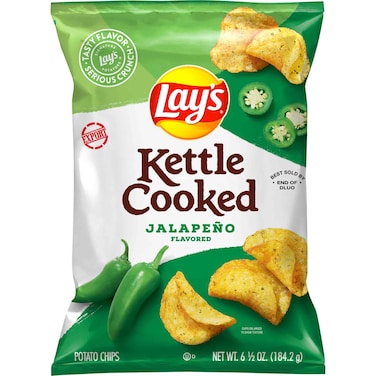 Lay's Jalapeno Flavoured Kettle Cooked Potato Chips, 184.2g