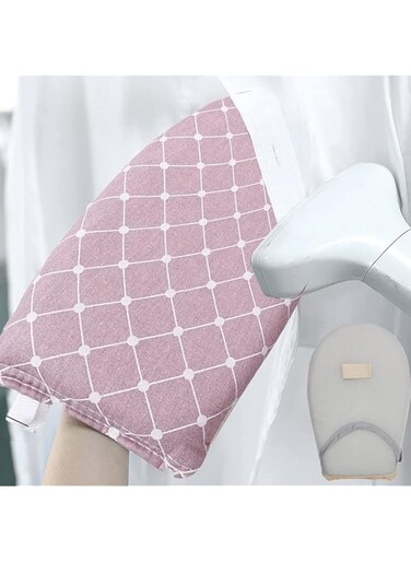 JZS Garment Steamer Ironing Glove, Waterproof Mini Ironing Board with Finger Loop Garment Steamer Accessories Mitt Heat Resistant Gloves for Clothes Steamers(Round, pink)