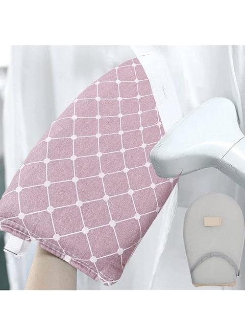 JZS Garment Steamer Ironing Glove, Waterproof Mini Ironing Board with Finger Loop Garment Steamer Accessories Mitt Heat Resistant Gloves for Clothes Steamers(Round, pink)