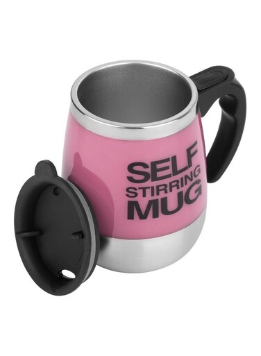Stirring Printed Coffee Mug With Lid Pink/Silver/Black