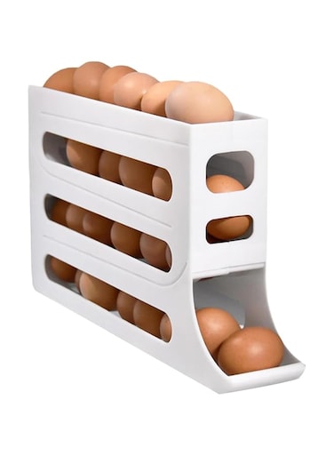 Paporich Fridge Egg Rolling Holder, Auto Rolling Fridge Egg Organizer, Space-Saving Egg Dispenser Holder, 30 Eggs Fridge Egg Rack Large Capacity Egg Dispenser for Refrigerator(4 Tiers)
