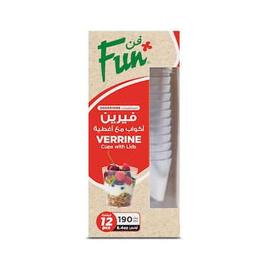 Fun Verrine Cups With Lid 190ml Clear 12 PCS