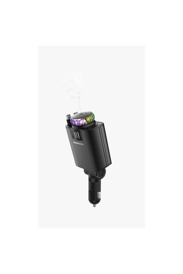 AROMAGLOW 120W Fast Car Charger with Retractable Cables &amp; LED Starry Lights