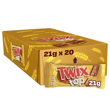 Twix Top Chocolate Bars, 21g Pack of 20