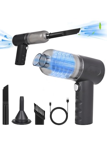 E-store 3-in-1 Portable Car Vacuum Cleaner with Blower   USB Rechargeable Wireless Handheld Vacuum for Travel, Camping &amp; Outdoor Use   Lightweight Reusable Cleaner for Car, Home, and Office Cleaning