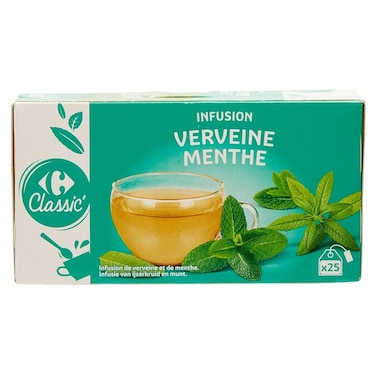 Carrefour Bio Organic Verbena and Mint Herbal Tea, 25 Tea Bags, 33g