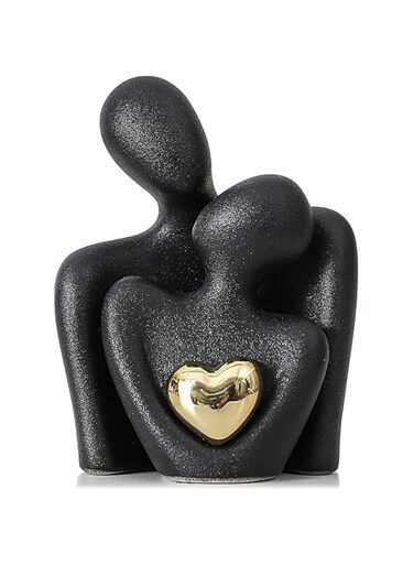 Eschur Mini Couple Statue Tv Stand Decor Items for Living Room, Abstract Sculpture Knick Knacks Home Decor Couples Love Office Show Pieces Gifts for Valentine Birthday (Black, 4.72in)