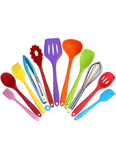 CHDHALTD Kitchen Utensils Set Silicone Cooking Utensils 10PCS, Non-Stick Spatula Heat Resistant Tongs Spoon Kitchen Utensils Cooking Tools Cookware