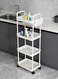 4-Tier Utility Rolling Plastic Storage Cart Trolley with Lockable Wheels,Multifunctional Storage Shelves for Kitchen Living Room Office,White