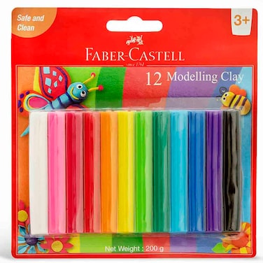 Faber Castell Modeling Clay Set, 12 Colors, 200g Blister Pack