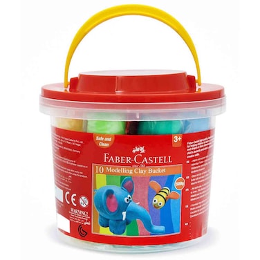 Faber Castell Modeling Clay Set, 10 Colors, 500g Plastic Bucket