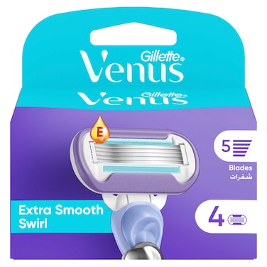 Venus Extra Smooth Swirl Woman's Refillable Razor Cart: 4 Carts