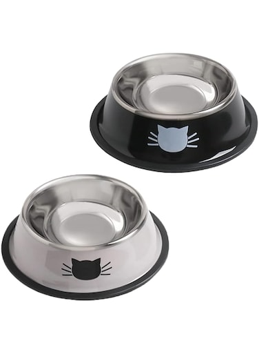 Coodiikaka Stainless Steel Cat/Dog Bowls with Rubber Base Non-Slip Kitten/Rabbit/Puppy Dish,Pets Feeder Bowl and Water Bowl