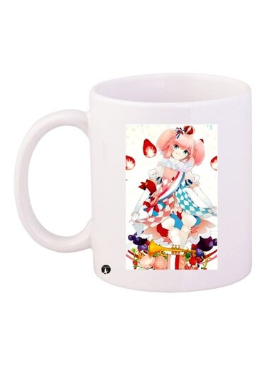 Anime Printed Coffee Mug White/Pink/Red 11ounce