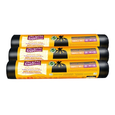 Enviro Care 30 Gallon Small Black 20 Garbage Bags Pack of 3