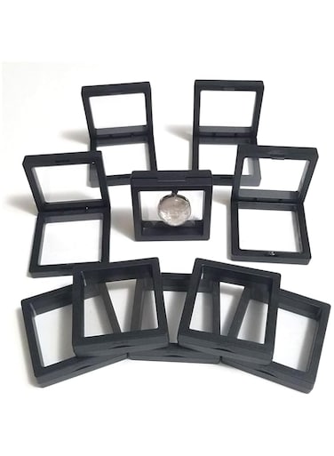 Joyzzz 3D Floating Frame Display Case, 10 PCS Floating Frame Jewelry Stand, Coin Display Case, 3D Jewelry Organizer Box, Clear Box for Coin Medallions Specimen Jewelry (Black)