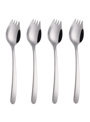 Stainless Steel Sporks Set Silver
