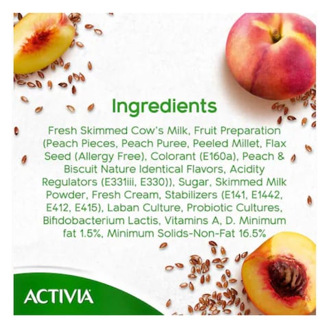 Activia Go Wild Peach and Grain Yoghurt, 280ml