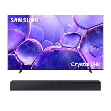 تلفزيون سامسونج الذكي فائق الوضوح 4K مقاس 75 بوصة طراز UA75U8000FUXZN (إصدار الإمارات العربية المتحدة 2025) مع مكبر صوت لاسلكي سامسونج HW-C400 ثنائي القنوات