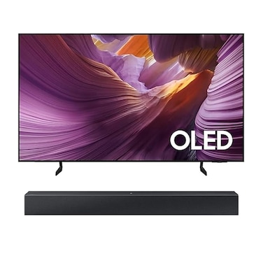 تلفزيون سامسونج الذكي بتقنية الذكاء الاصطناعي OLED 4K مقاس 83 بوصة QA83S85FBEXZN (إصدار الإمارات العربية المتحدة 2025) ومجموعة مكبرات الصوت اللاسلكية سامسونج HW-C400 ثنائية القنوات