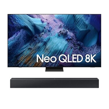 تلفزيون سامسونج الذكي بتقنية الذكاء الاصطناعي Neo QLED 8K مقاس 65 بوصة طراز QA65QN990FUXZN (إصدار الإمارات العربية المتحدة 2025) مع مكبر صوت لاسلكي سامسونج HW-C400 ثنائي القنوات
