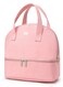 Pink Insulated Lunch Bag Double Deck Simple Bento Cooler Bag Leakproof Lunch Tote Bag for Lunch Box for Women Men Adult Picnic Working Hiking Beach