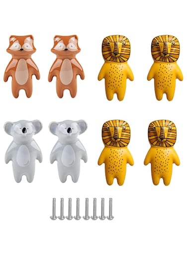 Pack Of 8 Knobs For Dresser Drawers,Ceramic Knobs For Cabinets,Animal Drawer Pulls,Multicolor Kids Ceramic Knobs Cabinet Handles Knobs,Dresser Knobs Drawer Cabinet Door Kitchen Wardrobe Pulls Handles