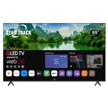 STAR TRACK 85 Inch QLED 4K Smart TV   HDR10+   Dolby Audio   95% Color Volume with Quantum Dot   350 Nits Ultra Bright Display   WebOS with Apple AirPlay &amp; Home   Air Mouse Remote   Ultra HD Smart TV