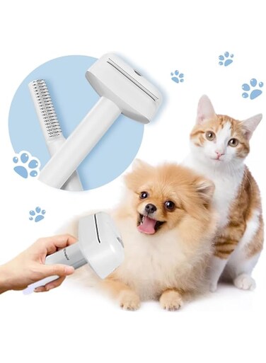 NALACAL Cat Brush and Comb 2 in 1, Detachable Stainless Steel Fine Tooth Pet Comb, Double Sided Undercoat Rake and Dematting Comb for Detangling Matted or Knotted Undercoat Hair Dog/Cat Grooming Rake