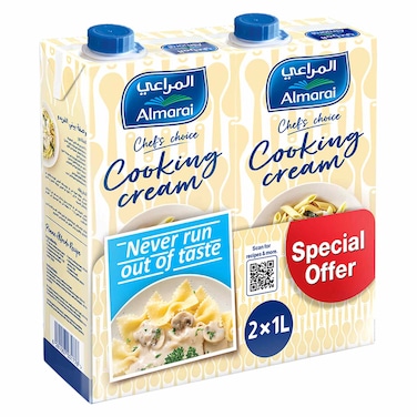 Almarai Chef's Choice UHT Full Fat Cooking Cream, 1L Pack of 2