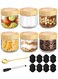 6-pack 10oz/300ml Glass jars with Airtight Lids, Overnight Oats Containers with Bamboo Lids, Wide mouth Mason Salad jars, Glass Food Storage Containers with 1PCS Spoon,1PCS Pen and 8PCS Chalkboard Labels for Snacks Yogurt Spice Sugar