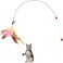 Pet Teaser Cat Toy Steel Wire Feather Interactive Cat Stick Training，Kitten Wand Toys with Beads Bells (1 Pack)+1 Spare Bait