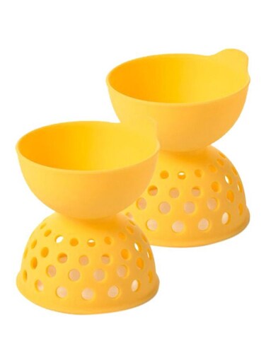 2-Piece Egg Poacher Set Yellow 15cm