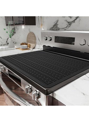 MONTPRO Silicone Stove Mat, 28 x 20 inch StoveTop Cover Protector, Extra Large Dish Drying Mat for Kitchen, Glass Top Electric Stove Cooktop Cover, Heat Resistant Mat(Black)