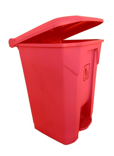 Step Trash Bin   Plastic Matte Finish   Functional Waste &amp; Garbage Waste Bin   Suitable For Homes, Villas, Large Areas &amp; Communal Spaces   Red   Liters