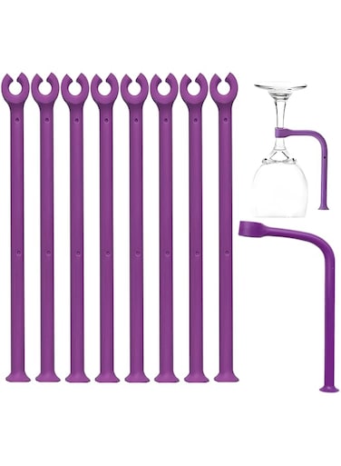 YouU Tether Silicone Dishwasher Attachment Silicone Stemware Saver Flexible Stemware Holder Dishwasher Wine Glass Protector (Purple/6 pcs)