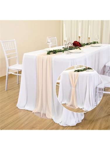 MULARE Chiffon Table Runner, 118 Inch Charming Wedding Table Runners, Sheer Wedding Table Cloth For Wedding Anniversary Party Decor,T,27 * 157in