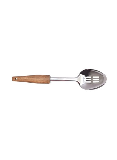 Life Stainless Steel Slotted Serving Spoon Silver/Brown 31.7 x 7.2 x 5cm