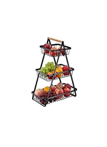 Generic 3-Tier Countertop Fruit Basket Storage Vegetable Rack Bread Display Stand For Kitchen