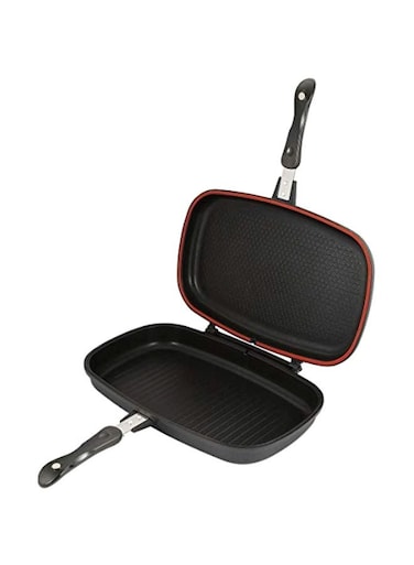 Generic Aluminum Double Grilling Pan Black 40cm