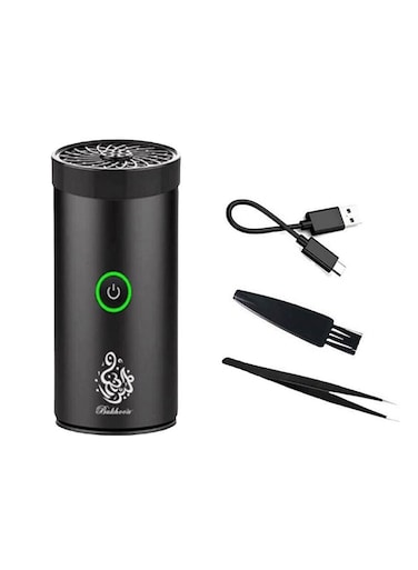 Bukhoor Style USB Type-C Power Rechargeable Incense Burner Black 14X6X6cm