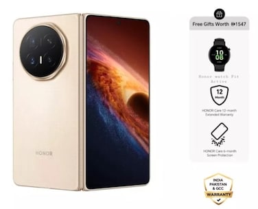 هاتف Honor Magic V6 قابل للطي، شريحتين شريحتين وذاكرة 16GB و512GB 5G، حزمة ذهبية مع Honor Watch Fit Active، تأمين حماية شاشة لمدة 6 أشهر وضمان ممتد لمدة 12 شهرا