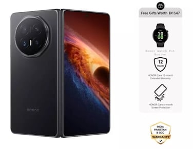 هاتف Honor Magic V6 قابل للطي، شريحتين شريحتين 16GB وذاكرة 512GB 5G، باندل أسود مع Honor Watch Fit Active، تأمين حماية شاشة لمدة 6 أشهر وضمان ممتد لمدة 12 شهرا