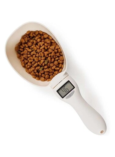 Wisfunlly Digital Pet Food Measuring Scoop Scale, Precise Scooper Kitchen Digital Food Measuring Spoon for Dog Cat, Precise Dog Food Measuring Scooper Measures Liquid and Dry Items, Max 800g